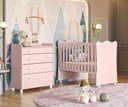 Ver imagem 1 de Quarto Infantil Lua Encantada Berço e Cômoda com Trocador Rosa