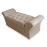Kit Cabeceira Geovana + Calçadeira Baú Veneza Casal 140cm Suede - Renascer Decor:Bege - 3