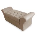 Ver imagem 3 de Kit Cabeceira Geovana + Calçadeira Baú Veneza Casal 140cm Suede - Renascer Decor:Bege