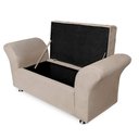 Ver imagem 4 de Kit Cabeceira Geovana + Calçadeira Baú Veneza Casal 140cm Suede - Renascer Decor:Bege