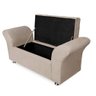 Kit Cabeceira Geovana + Calçadeira Baú Veneza Casal 140cm Suede - Renascer Decor:Bege - 4