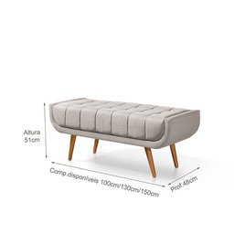 Recamier França 1,30M com Base Madeira Linho Sofatec - 3