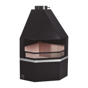 Lareira de Canto com Kit Instalação Preto Fornos Pinhal