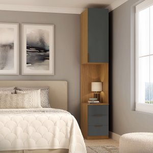 Módulo Mesa de Cabeceira Direita/esquerda Altezza Clean Belmax:freijó/titânio