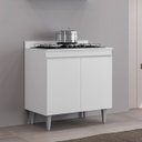 Ver imagem 3 de Balcão para Cozinha 80 Cm com Tampo 2 Portas Elena Branco