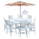 Ver imagem 1 de Conjunto Mesa Giratoria 8 Cadeiras Aluminio Piscina Jardim Bege