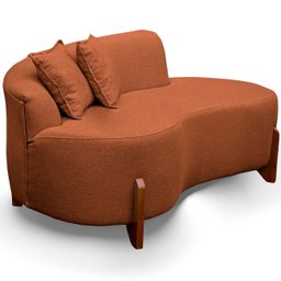 Sofá Orgânico 145cm Decorativo Curvo Pé de Madeira 2 Lugares Feijão Forma Orgânica Linho - 3