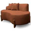 Ver imagem 1 de Sofá Orgânico 145cm Decorativo Curvo Pé de Madeira 2 Lugares Feijão Forma Orgânica Linho