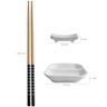 Kit Sushi 2 Pessoas 6 Pçs Hashi Japonês Madeira Molheiras Cerâmica e Apoios de Hashi Nankin Haus - 3