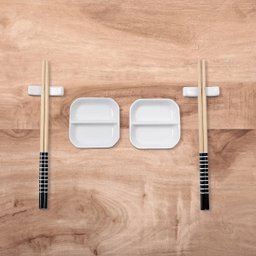 Kit Sushi 2 Pessoas 6 Pçs Hashi Japonês Madeira Molheiras Cerâmica e Apoios de Hashi Nankin Haus - 2