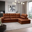 Ver imagem 3 de Sofá 3 Lugares Retrátil Reclinável Chaise Direito 258cm Bergen F04 Veludo Terracota - Lyam Decor