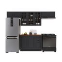 Ver imagem 2 de Cozinha Modulada 4 Peças 1 Balcão com Tampo 3 Aéreos 100% MDF com Vidro e Rodapé Bari