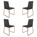 Ver imagem 1 de Kit 4 Cadeiras de Jantar Estofada Lille Base Bronze Veludo Cinza - Montanaris Decor