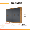 Ver imagem 4 de Guarda Roupas Casal 8 Portas 2 Gavetas Marajó Moval