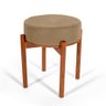 Puff Flex Vira Mesa de Centro Estofado Redondo em Madeira Maciça Liz Bege – Straub Web - 1