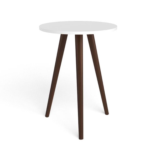 Mesa lateral Redonda Bento com Pés em Madeira Maciça - Branco