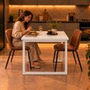 Ver imagem 3 de Mesa de Jantar Reforçada Industrial 180x60cm Tampo Branco Pés Branco
