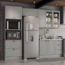 Ver imagem 1 de Cozinha Completa Americana 8 Portas 5 Gavetas com Vidro 100% Mdfcinza/nature - Henn