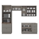 Ver imagem 3 de Cozinha Completa Americana 8 Portas 5 Gavetas com Vidro 100% Mdfcinza/nature - Henn
