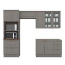Ver imagem 2 de Cozinha Completa Americana 8 Portas 5 Gavetas com Vidro 100% Mdfcinza/nature - Henn