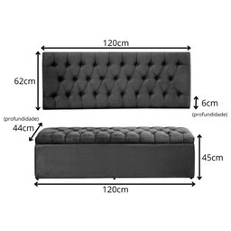 Kit Painel e Calçadeira Imperatriz 120 cm Suede Bege - 3