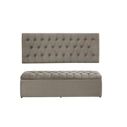Kit Painel e Calçadeira Imperatriz 120 cm Suede Bege - 1