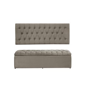 Kit Painel e Calçadeira Imperatriz 120 cm Suede Bege