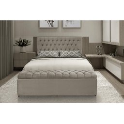 Kit Painel e Calçadeira Imperatriz 120 cm Suede Bege - 2