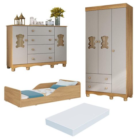 Quarto Infantil Completo com Minicama Montessoriana e Colchão Incluso Ternura Multimóveis MP4826