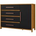Ver imagem 1 de Cômoda Sapateira Paris 1 Porta 4 Gavetas Carvalho Americano Preto - Incorplac