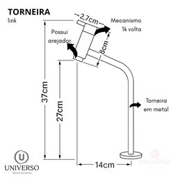 Torneira Bica Alta Cuba Link para Banheiro - 2