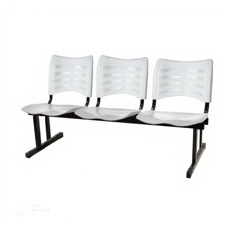 Cadeira Longarina Plástica 03 Lugares - Cor Branco - Mrplast - 34206