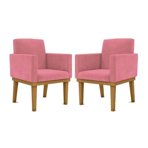 Kit 2 Cadeiras Recepção Reforçadas Poltrona Balaq Rosa