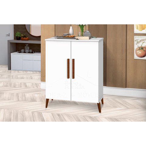 Buffet aparador Colombia 2 portas balcão retrô fechado cor Branco brilho PASSE BEM