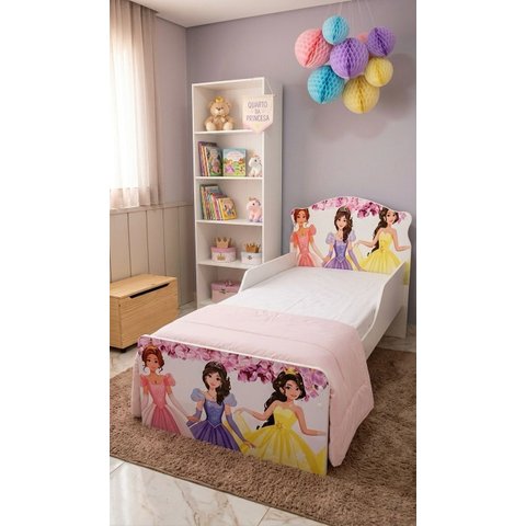 Kit Quarto Estante Armário + Mini Cama Princesa Infantil