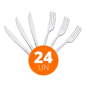KIT - Jogo de Faca e Garfo Buzios 24 Peças em Aço Inox IBAG - Tramontina