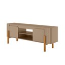 Ver imagem 2 de Rack para TV até 65 Polegadas MDF 160cm Pés em Madeira Maciça Camburi Marrom Fendi