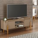 Ver imagem 1 de Rack para TV até 65 Polegadas MDF 160cm Pés em Madeira Maciça Camburi Marrom Fendi