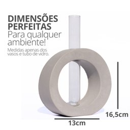 Vaso Decorativo Solitário Redondo 16,5cm Artesanal em Cimento - Cinza - 3