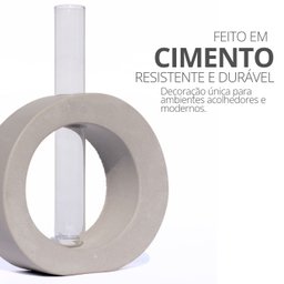 Vaso Decorativo Solitário Redondo 16,5cm Artesanal em Cimento - Cinza - 5