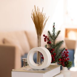 Vaso Decorativo Solitário Redondo 16,5cm Artesanal em Cimento - Cinza - 7
