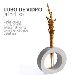 Vaso Decorativo Solitário Redondo 16,5cm Artesanal em Cimento - Cinza - 4