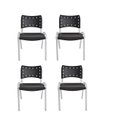 Ver imagem 6 de Jogo Mesa 120x70 para Restaurante Comércio com 4 Cadeiras Iso Preta Base Branca Ecomhome