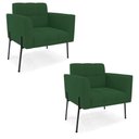 Ver imagem 1 de Poltrona Pé de Ferro Preto para Sala Kit 2 Elisa Veludo D03 - D'Rossi Cor Verde