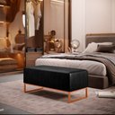 Ver imagem 2 de Kit 02 Puffs Decorativo Sala De Estar Cléo 90cm W01 Base Ferro Cobre Couríssimo Preto - Lyam Decor