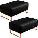 Ver imagem 1 de Kit 02 Puffs Decorativo Sala De Estar Cléo 90cm W01 Base Ferro Cobre Couríssimo Preto - Lyam Decor