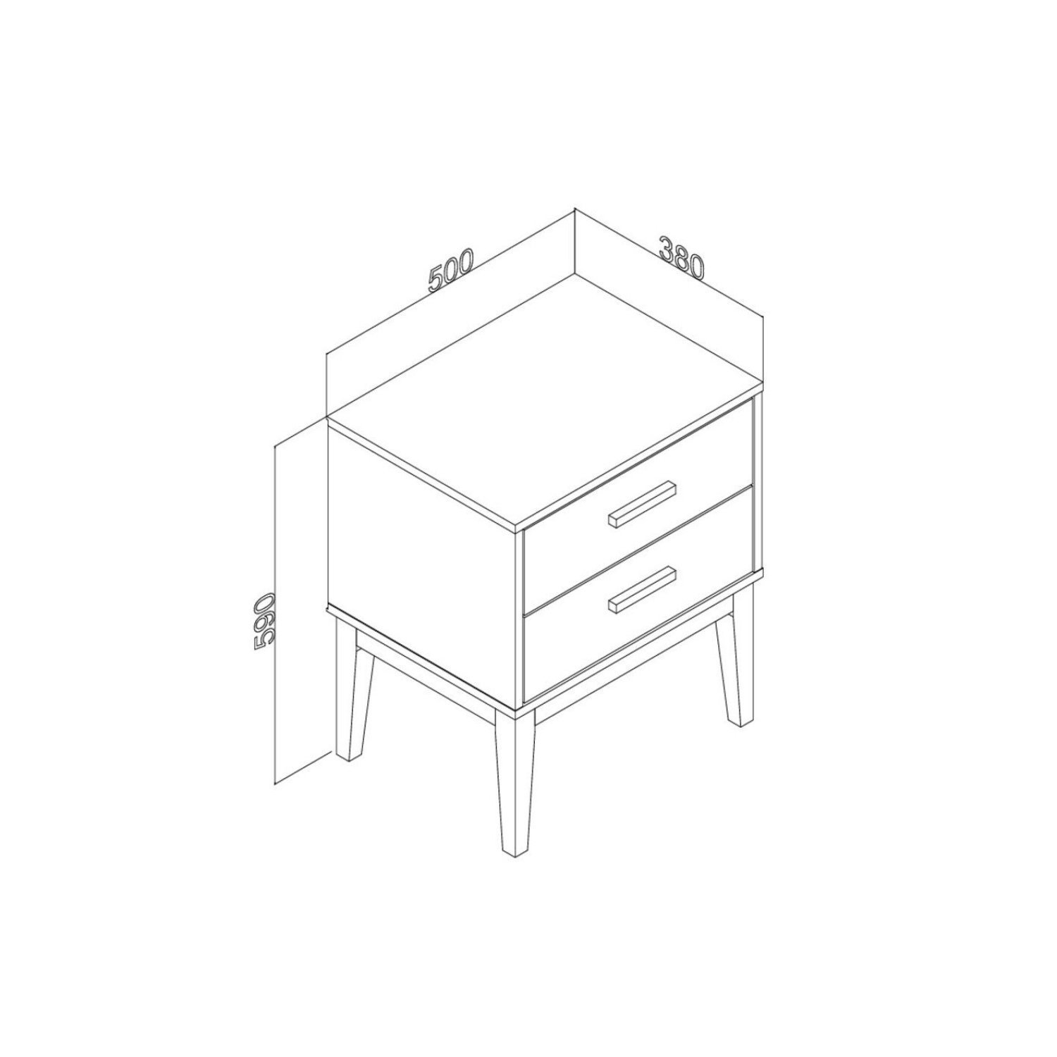 Mesa de Cabeceira 2 Gavetas Legno Movelbento em MDP Oliva 59 cm x 50 cm x 38 cm