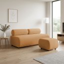 Ver imagem 1 de Sofá 3 Lugares e Puff para Sala Orgânico Nara Base Fixa Moderno Bouclê D03 - D'Rossi