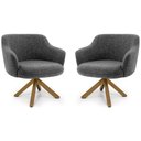 Ver imagem 1 de Kit 02 Poltronas Decorativas Jade Giratória Giromad Linho Mesclado Branco/Cinza - Nexta Casa