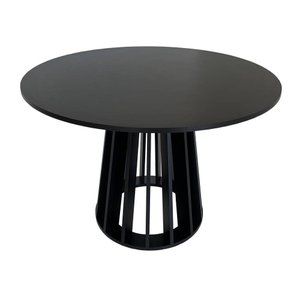 Mesa De Jantar Redonda 6 Lugares 120Cm Em Mdf Gabi Preta